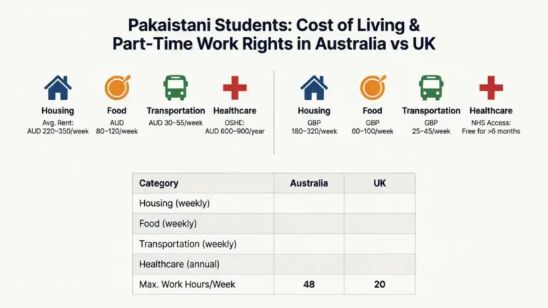 Cost of Living & Part-Time Work Rights for Pakistani Students in Australia & UK - StudyIn-AUS Guide